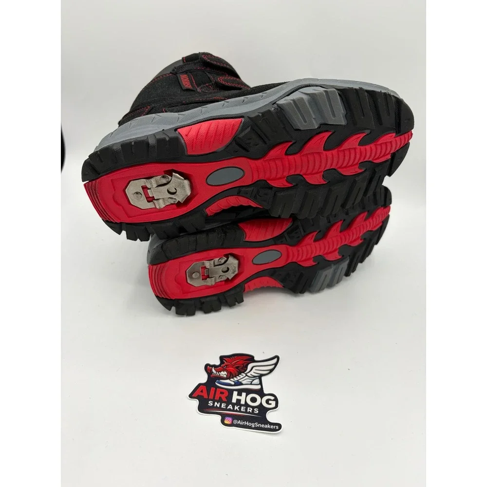 Vitike Kids Snow Boots Black Red Fleece Lined Ice Cleats Size US 2 eur 33